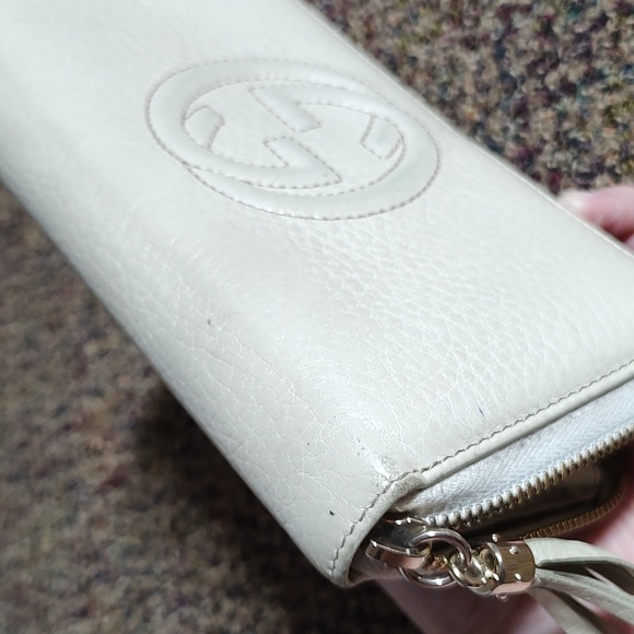 GVY: Gucci EUC+ Soho Cream Leather Interlocking G Zip Around Wallet (W48) - Picture 14 of 16